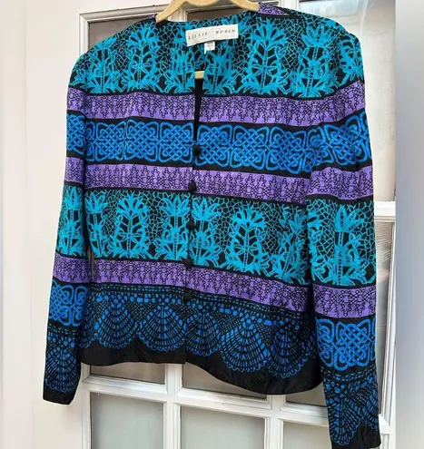 Vintage Lillie Rubin 100% Silk Art To Wear 80’s Blazer Jacket Size 8 Medium M Purple