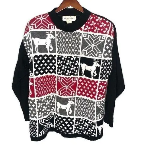 VINTAGE fair isle print ugly Christmas sweater Size L