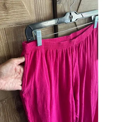 NWT Manta Del Lago Pants Sz XL Hot Pink Crochet Hem Cropped Boho