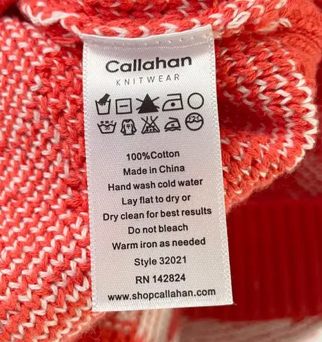 Callahan New Anthropologie Jacquard Knit V-Neck Sweater Tangerine Size Small
