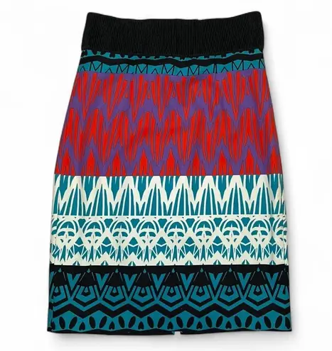 Plenty By Tracy Reese Multicolor Geometric Print Skirt Size 2 Stretch Waistband