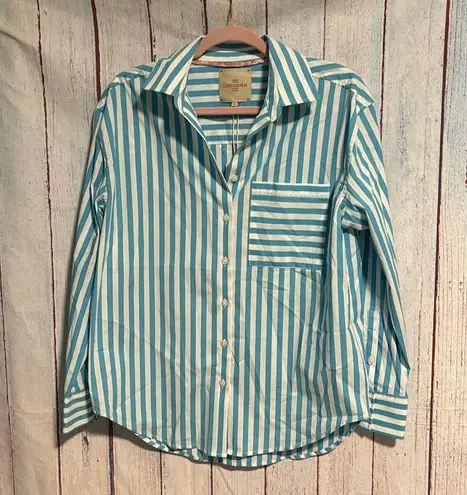 NWT Casa Cabana Bethany Short Stripe Shirt Blue