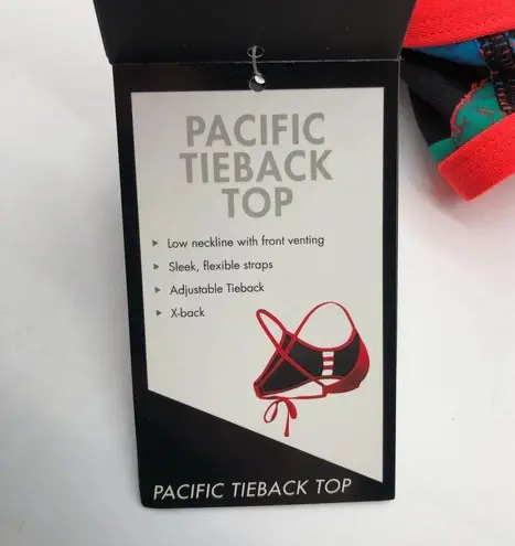 Tyr. Durafast One Pacific Tieback Bikini Swim Top Pineapple Print Black Orange XS