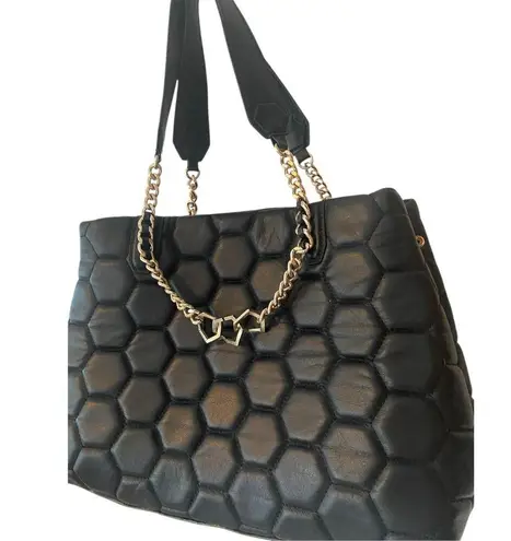 Arezzo Black Leather Large Satchel Bag