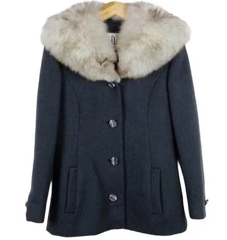 Vintage 1950s Claire Dratch Bethesda Fox Fur Collar Virgin Wool Jacket Coat S