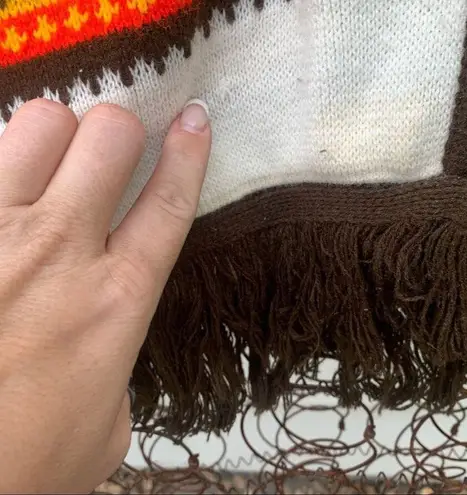 Vintage 70s knit striped zip up sweater vest with fringe Size L