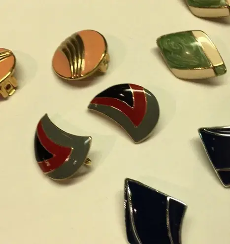 Lot Of 5 Enamel Costume Earrings Vintage