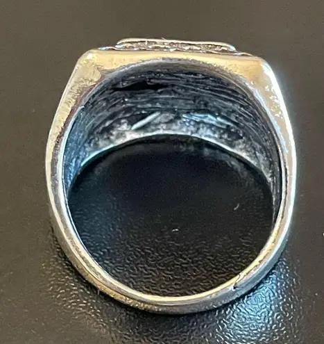 Sterling Silver S925 natural obsidian ring size 8