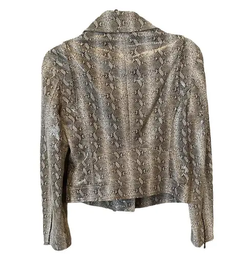 L'Agence Snake Embossed Leather Moto Jacket (S)
