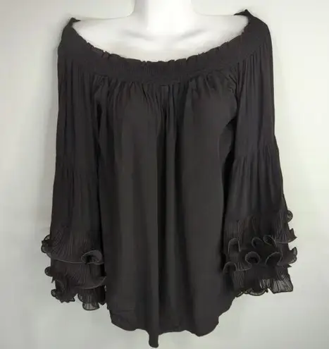 Muche Muchette Black Ruffle Sleeve Off The Shoulder Top OS Whimsigoth Witchy NWT Size undefined