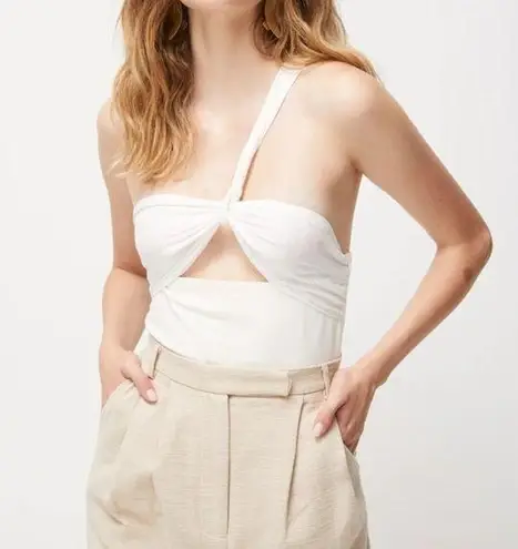 Atoir white cream the fleur one shoulder natural fiber bandeau bodysuit small