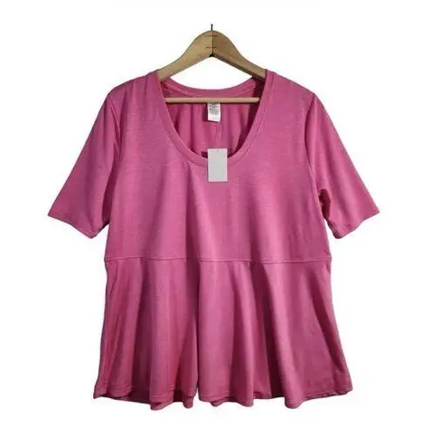 West Loop Size XL High Waist Tunic Top Short Sleeve Swing T Shirt Pink. New