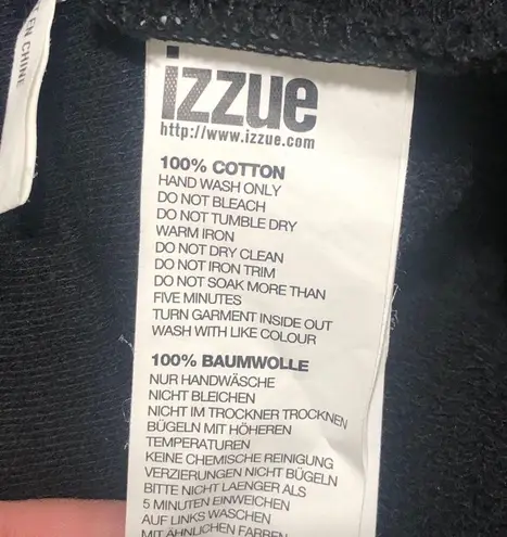 Izzue Black Pullover Hoodie with white Contrast Zippers Size M
