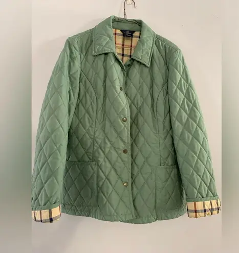 Brooks Brothers 346 Quilted Jacket Button Up Plaid Lined Green Size 8 Size S M