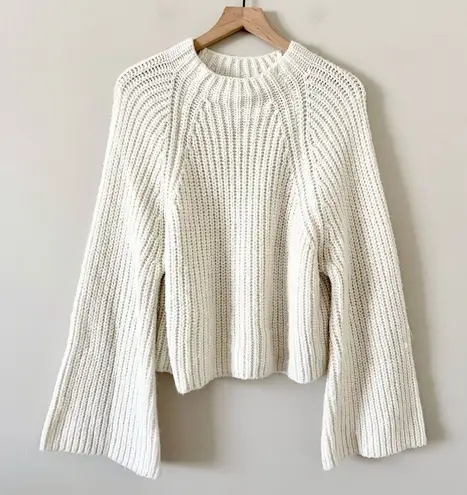 Amuse Society  Flare Sleeve Knit Crew Neck Sweater in Cream - Size S - Image 1