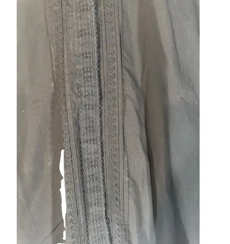 Rafaella Black Long Sleeve Collared Ruffle Front Button Down Blouse Women Sz 8