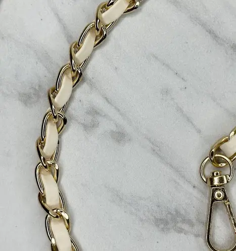 Faux Leather Woven Gold Tone Chain Link Purse Replacement Strap ✨