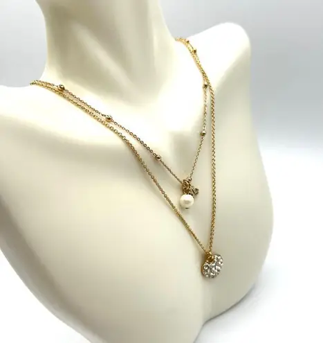 Ralph Lauren  Heart LRL Pearl 2 Row Necklace in Gold MSRP $58 NWT