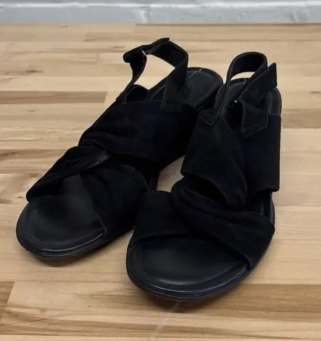 Ecco Black Women's Summer Cross Strap Leather And Suede Sandals, - Size 40