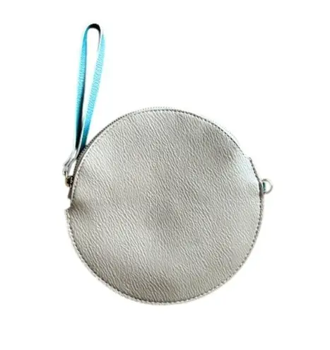 Round Taupe & Teal Vegan Leather 2