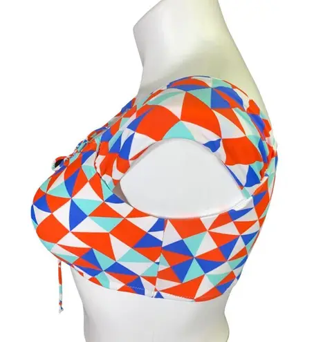 Raisin's Womens Bikini Swimsuit Top Colorful Triangle Geo Print Beach Swimwear XL