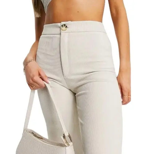 Stradivarius NWT  Beige Ribbed Tailered Wide Leg Pants - Size 8