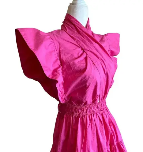 Derek Lam  10 Crosby Finne Ruffled Wrap Tiered Mini Dress in Pink 38 Womens