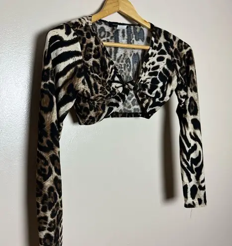 Seductions CLEARANCE! Leopard Boutique Knotted Bust Crop Top Size S NWT