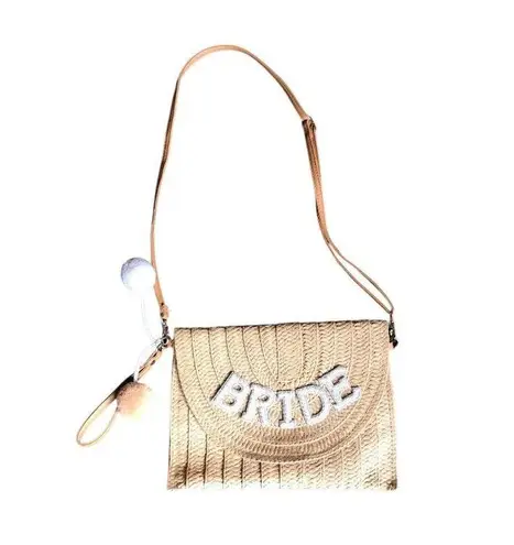 Bride Woven and Pearl Crossbody Purse White