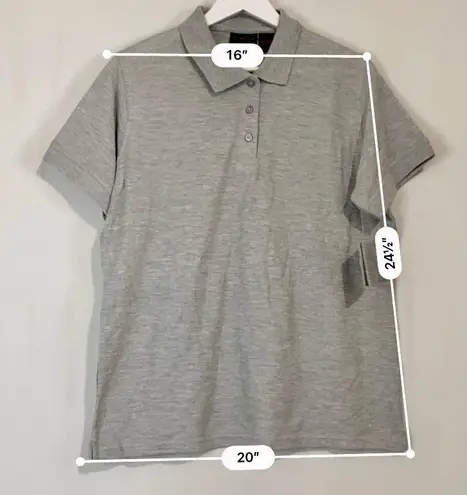 Polo Ultra Club Women’s The Basics Button Short Sleeve Shirt Light Grey NWT