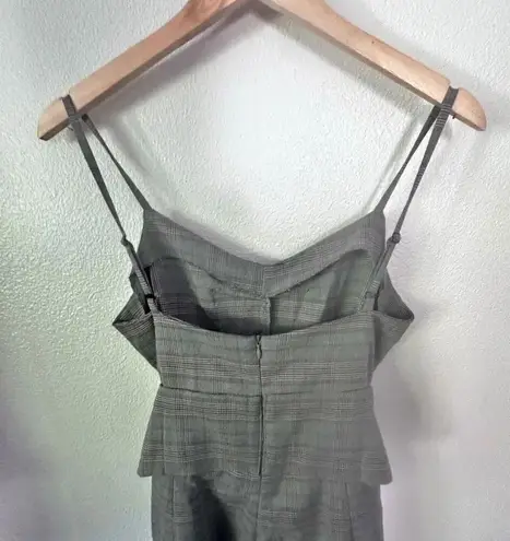 FARROW | Black White Gray Mini Plaid Wide Leg Cropped Jumpsuit Belt | Medium