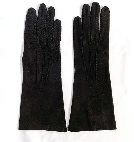 NWT Vintage Black Suede Leather Gauntlet Gloves