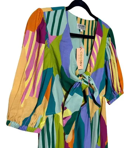 CROSBY by Mollie Burch Emilie Dress Fields Tie Front Cutout Colorful Dress NWT S