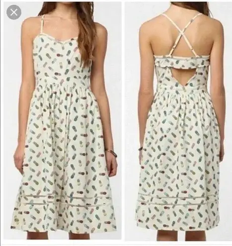 Cooperative Womens Dress Ivory Pineapple Print Cutout Criss Cross X Back