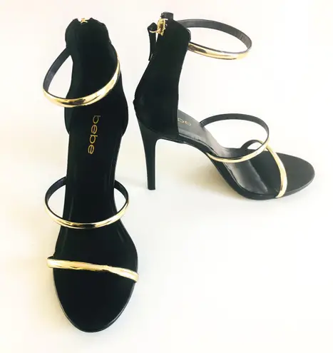 Bebe Berdine Strappy Stiletto Heels Size 8.5 Black 45 49 Off Retail From Jasmine