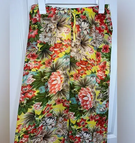 Sundance Lined w/ Shorts High Rise Cropped Wide Leg Tropical Pants Size Medium