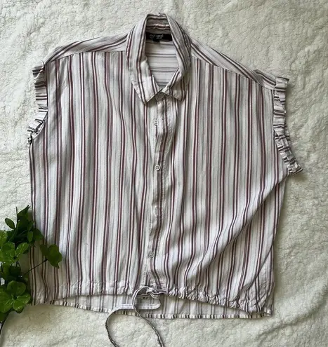 Louise Paris Blouse Womens white purple Size S Sleeveles Plained Button