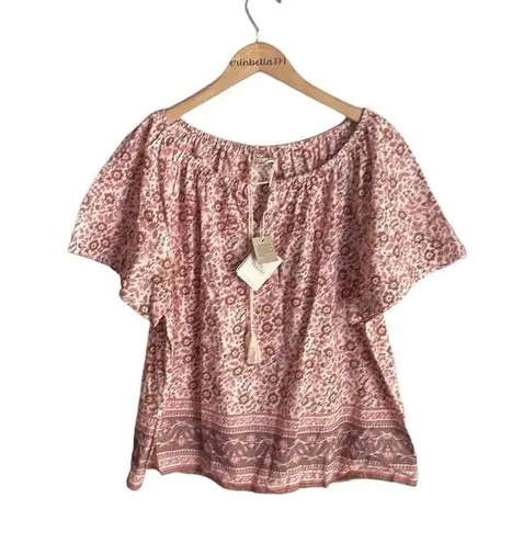 Faherty Florence Peasant Top Earth Block Print