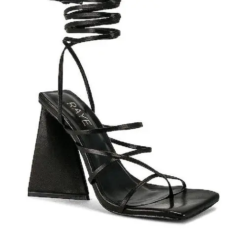 Raye Revolve -  Darryl Leather Wrap Trapezoidal Heels in Black