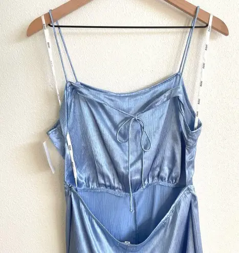 Rahi Bondi Gwen Blue Satin Open Back Romper Women’s Large NWOT Size M