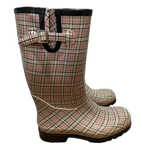 Lower East Side  Checkered Plaid Rain Boots Size 9