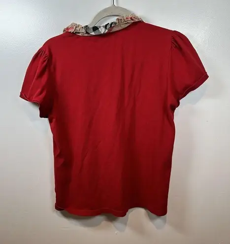 Burberry  Brit Polo Shirt Shirt  Women Size Large Red Plaid