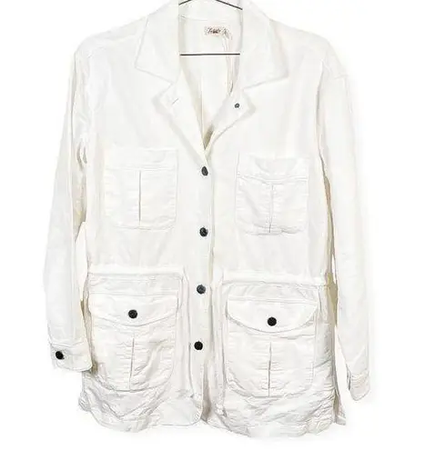 Faherty ‎ Larkspur White Linen And Cotton Utility Jacket