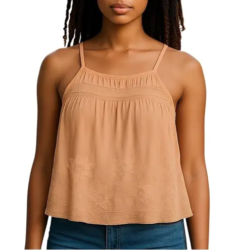 Chloe and katie Dusty Rose Pink Embroidered Lace Halter Tank Size XS