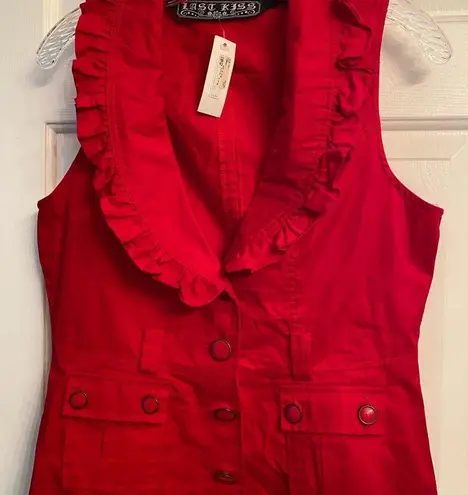 Last Kiss Red Ruffle Vest Junior L NWT