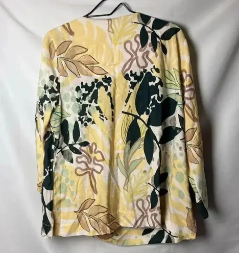 Soft Surroundings NWT WO SIZ XL PETITE TUNIC TOP YELLOW BLACK SAGE FLORAL DESIGN