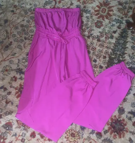 Women's Fuchsia Strapless Jumpsuit Pink