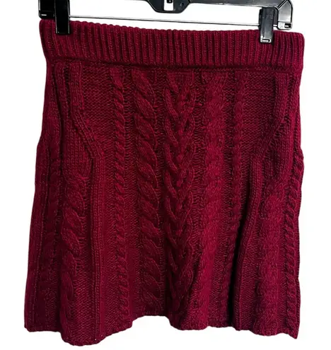 For Love and Lemons Layton Cableknit Sweater Skirt Burgundy Size M Preppy Cozy Red Size M