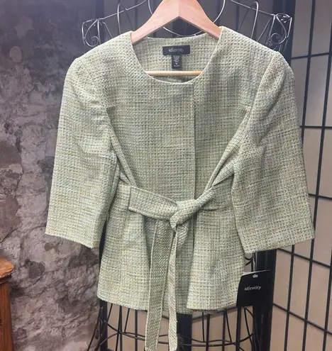 Deadstock VNT id/entity 'Garden' Metallic Fleck Greens Tweed Belted Blazer: 10 Green