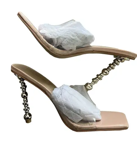 Lemonade Women's Size 7.5 Jetter Clear Cream Gold Ball Heels